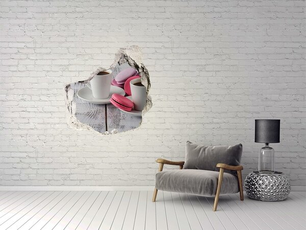 Autocolant 3D gaura cu priveliște Paradisul cafelei cu macarons