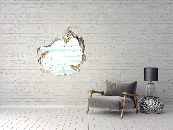Fototapet 3D gaură în perete Gaură în perete cu inimioare