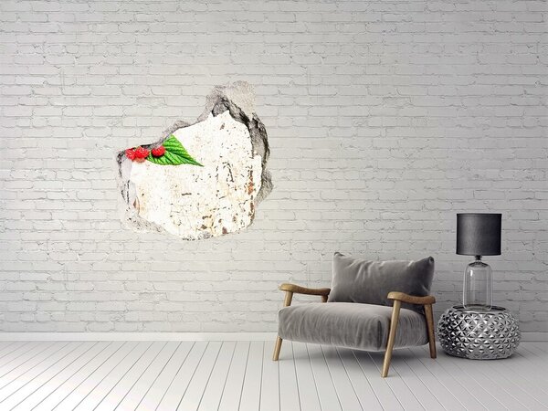 Autocolant de perete gaură 3D Farmec fructat într-un perete deteriorat