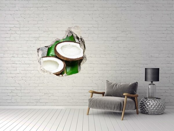 Autocolant de perete gaură 3D Comori de nucă de cocos în inima junglei