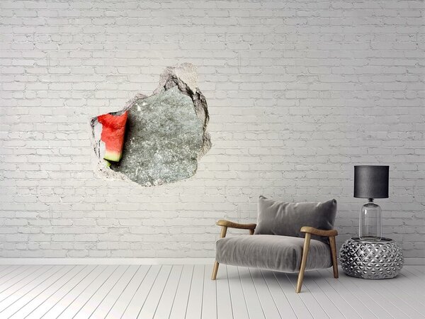 Autocolant gaură 3D O felie de pepene verde în beton