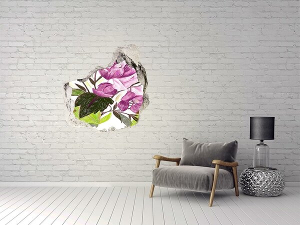 Fototapet 3D gaură în perete Grădina de flori din spatele zidului