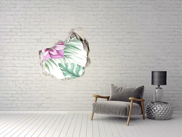 Fototapet 3D gaură în perete Paradis tropical în spatele zidului