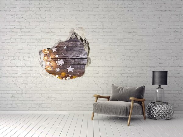Autocolant de perete gaură 3D Peisaj de iarnă cu decorațiuni de Crăciun