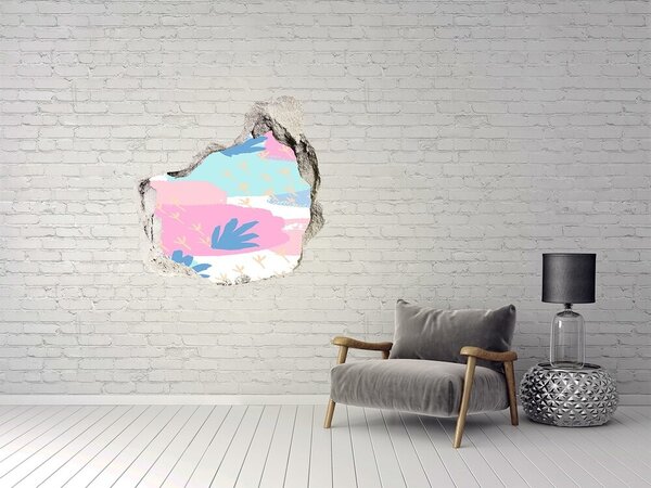 Autocolant de perete gaură 3D Paradis tropical în spatele zidului