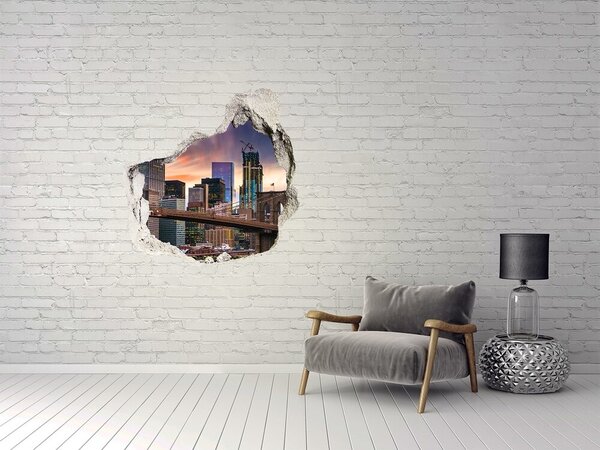 Fototapet 3D gaură în perete Podul Brooklyn din New York