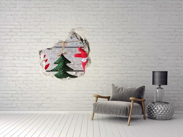 Autocolant 3D gaura cu priveliște Decorațiune de Crăciun cu gaură în perete