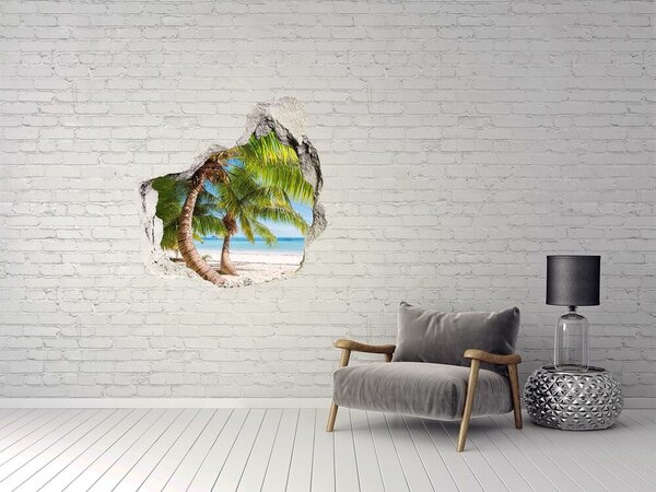 Fototapet un zid spart cu priveliște Plajă tropicală cu palmieri