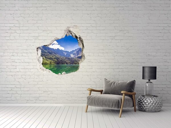 Fototapet 3D gaură în perete Peisaj montan lângă lac