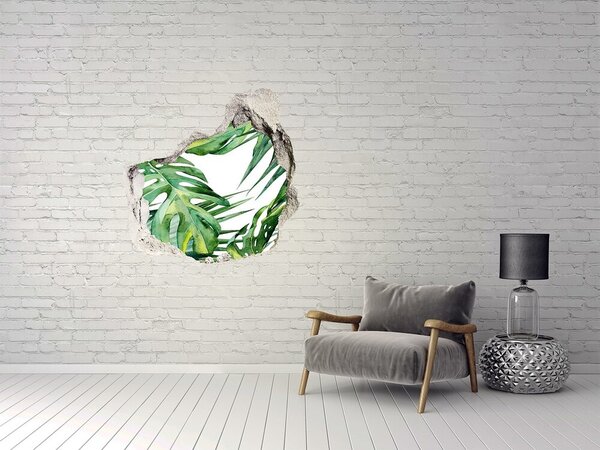 Autocolant de perete gaură 3D Jungla verde din spatele zidului