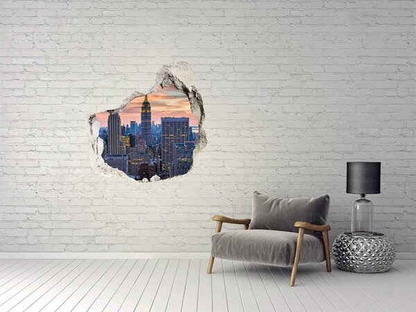 Autocolant de perete gaură 3D Vedere a orașului New York