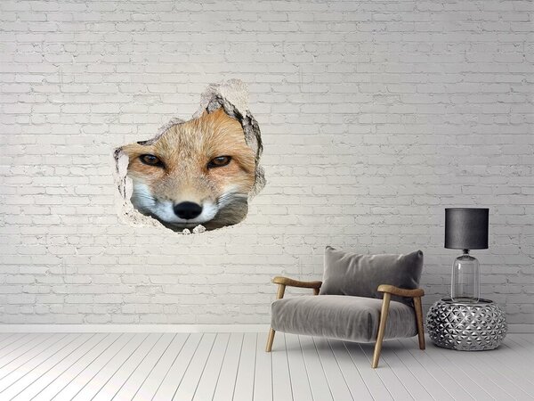 Fototapet 3D gaură în perete Vulpea din gaura din perete