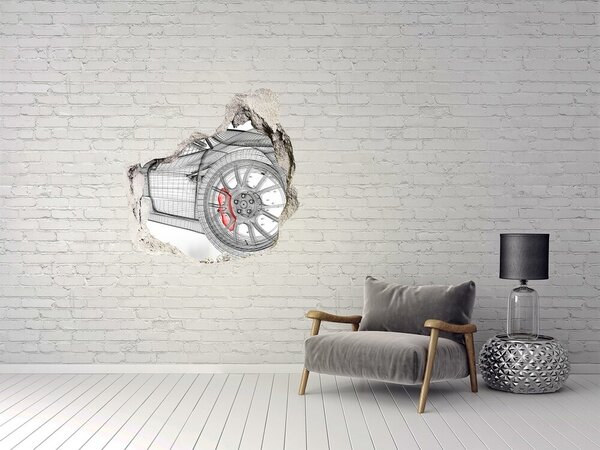 Autocolant gaură 3D Mașină de curse cu gaură în perete