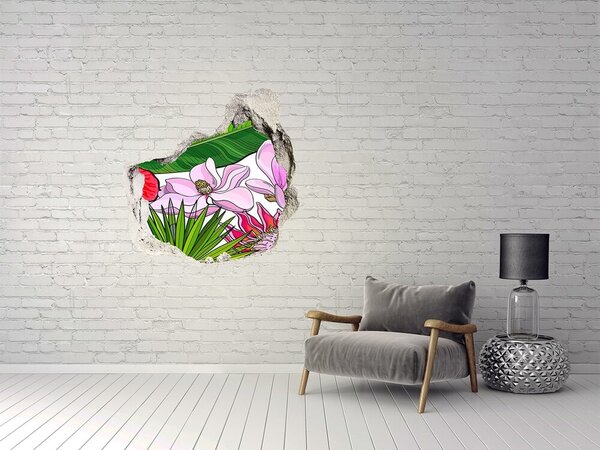 Autocolant de perete gaură 3D Grădină tropicală cu gaură în perete