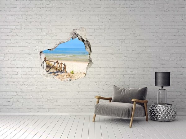 Fototapet 3D gaură în perete Vedere a plajei de pe malul mării