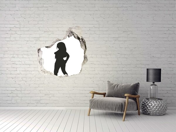 Fototapet 3D gaură în perete O gaură în perete cu silueta unei femei