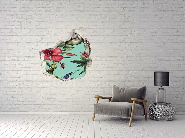 Fototapet 3D gaură în perete Grădină tropicală cu gaură în perete