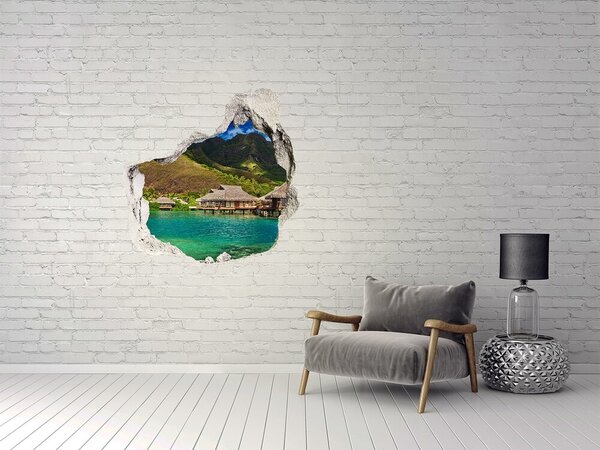 Autocolant gaură 3D O oază tropicală printre munți