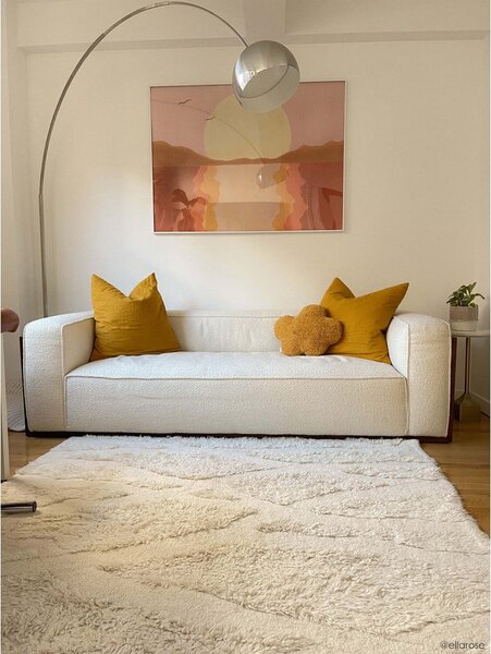 Covor alb lavabil/țesut manual din lână 170x240 cm Enkang Ivory – Lorena Canals
