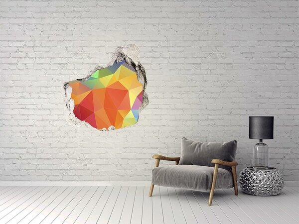 Fototapet un zid spart cu priveliște Geometrie colorată într-o gaură din perete