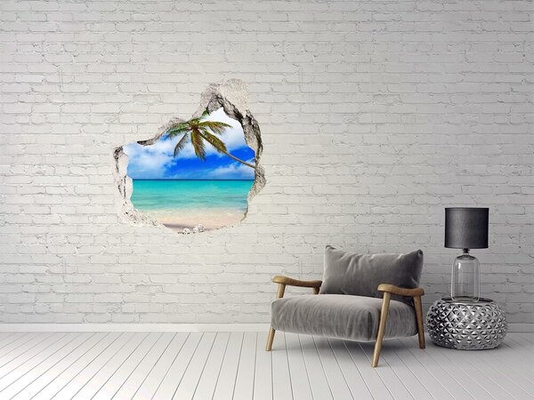 Fototapet un zid spart cu priveliște Plajă tropicală cu palmier