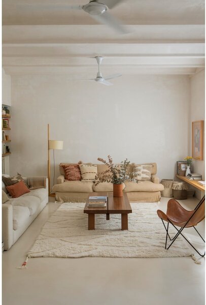 Covor alb lavabil/țesut manual din lână 170x240 cm Enkang Ivory – Lorena Canals