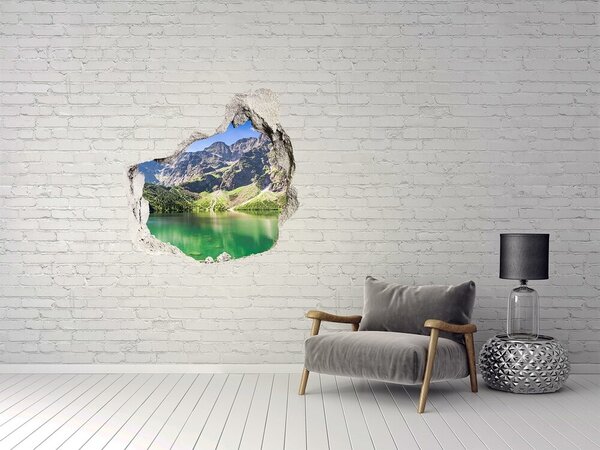 Autocolant gaură 3D Peisaj montan lângă lac