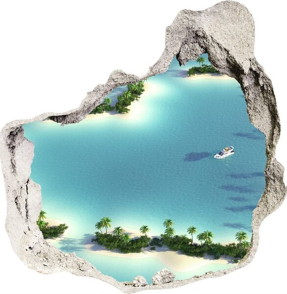 Autocolant 3D gaura cu priveliște Inima insulă în formă