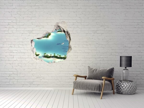 Autocolant 3D gaura cu priveliște O oază tropicală cu vedere la mare