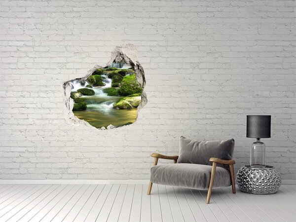 Autocolant 3D gaura cu priveliște Cascadă în pădurea verde