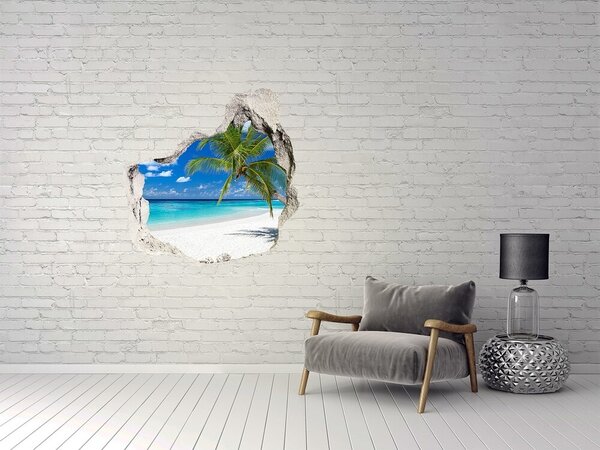 Autocolant un zid spart cu priveliște Plajă tropicală cu palmier