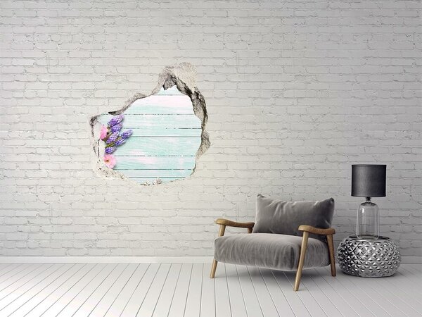 Autocolant gaură 3D Vedere florală prin perete