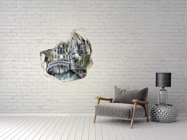Autocolant 3D gaura cu priveliște Veneția într-o fotografie cu un canal