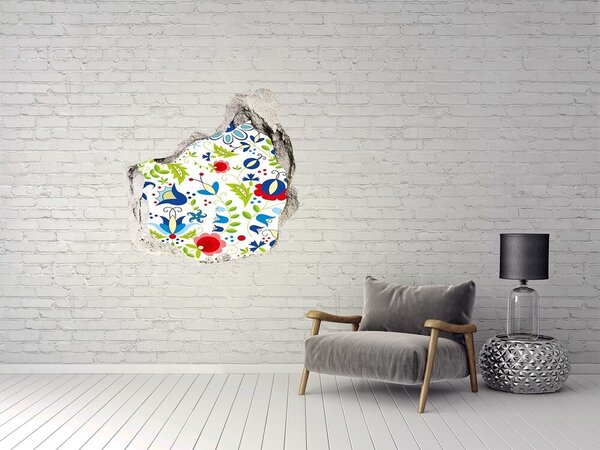 Autocolant de perete gaură 3D Model floral pe un fundal de beton