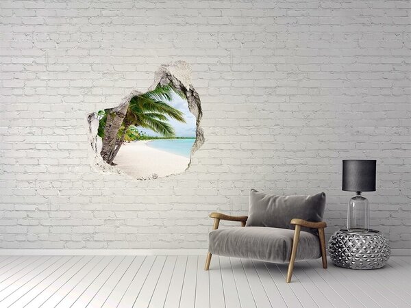 Autocolant un zid spart cu priveliște Plajă tropicală cu palmieri