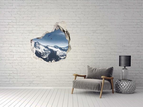 Fototapet 3D gaură în perete Peisaj montan cu parapantă