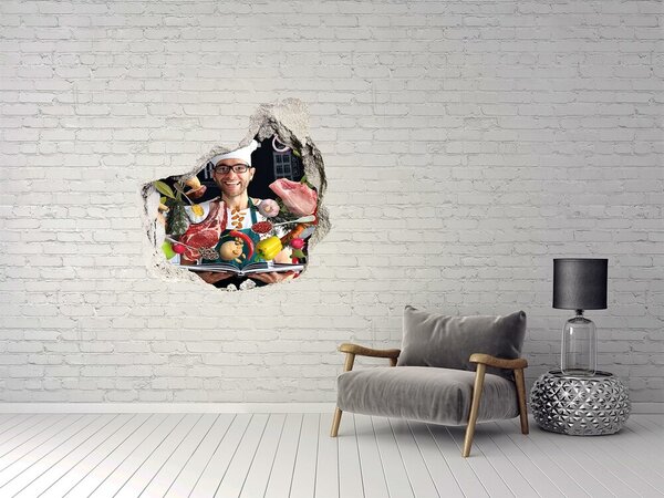 Fototapet 3D gaură în perete Nebunie în bucătărie