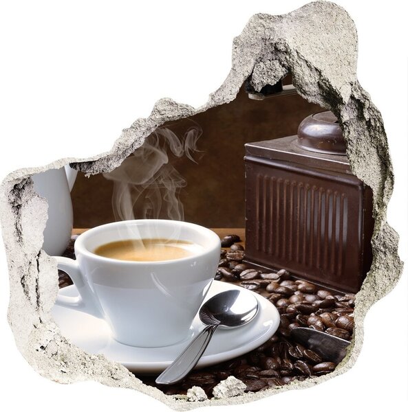 Autocolant de perete gaură 3D Cornuri și cafea