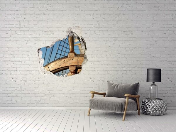 Autocolant de perete gaură 3D O navă pe mare