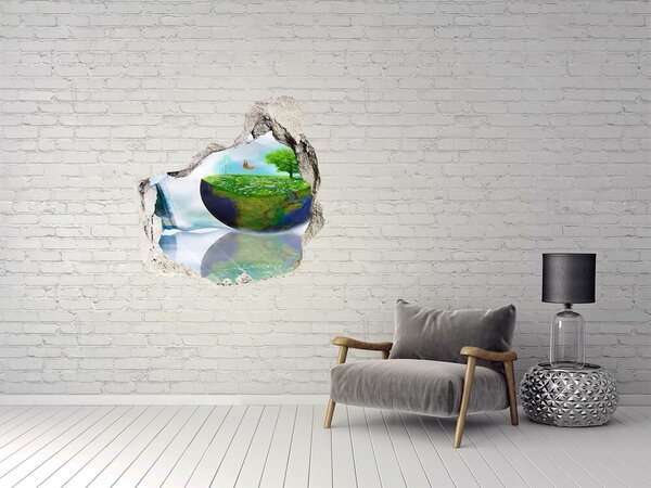 Fototapet 3D gaură în perete Planeta Verde printr-o gaură în perete