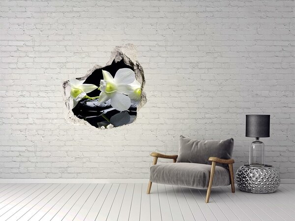 Autocolant gaură 3D Flori și pietre în stil zen