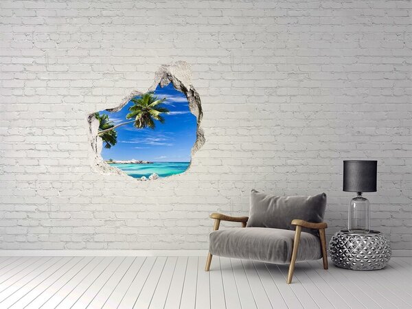 Autocolant un zid spart cu priveliște Oază tropicală în spatele zidului