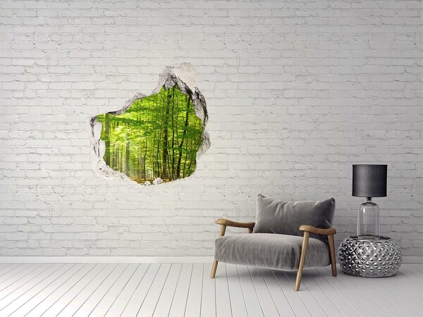 Fototapet un zid spart cu priveliște Pădurea verde în lumina soarelui