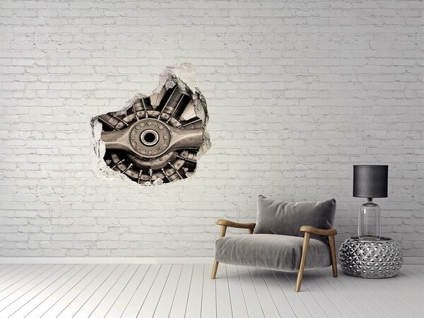 Autocolant gaură 3D Motor de avion în perete deteriorat