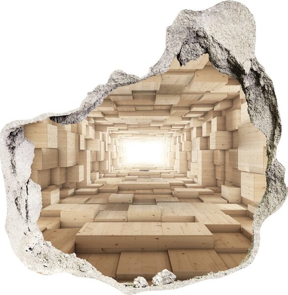 Autocolant gaură 3D tunel de lemn