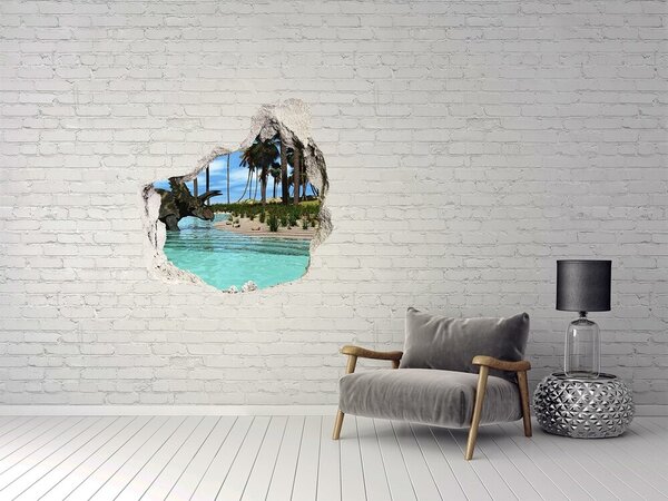 Autocolant autoadeziv gaură Dinozaur într-un paradis tropical