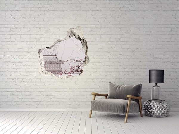 Autocolant gaură 3D Imersiune în arhitectura asiatică