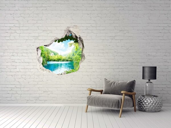 Autocolant gaură 3D Vale verde cu un lac