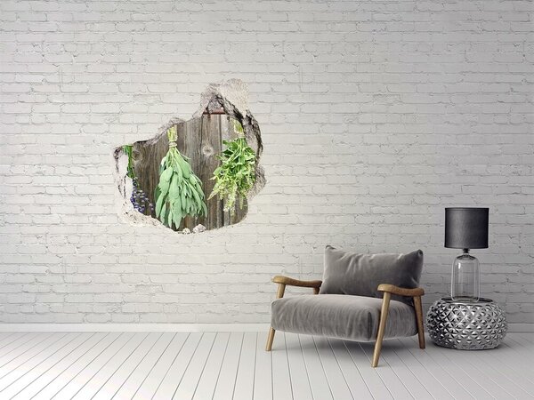Fototapet 3D gaură în perete Ierburi aromatice într-o bucătărie rustică