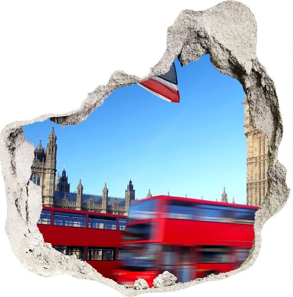 Autocolant de perete gaură 3D Bus din Londra